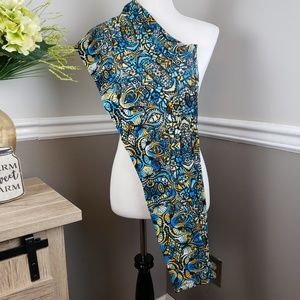 Lularoe Blue Lace Overlay Tall and Curvy leggings